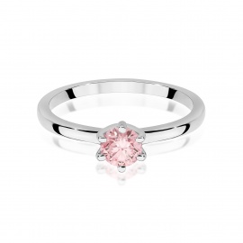 Pierścionek W0535 Diament Laboratoryjny różowy 0,50ct białe złoto