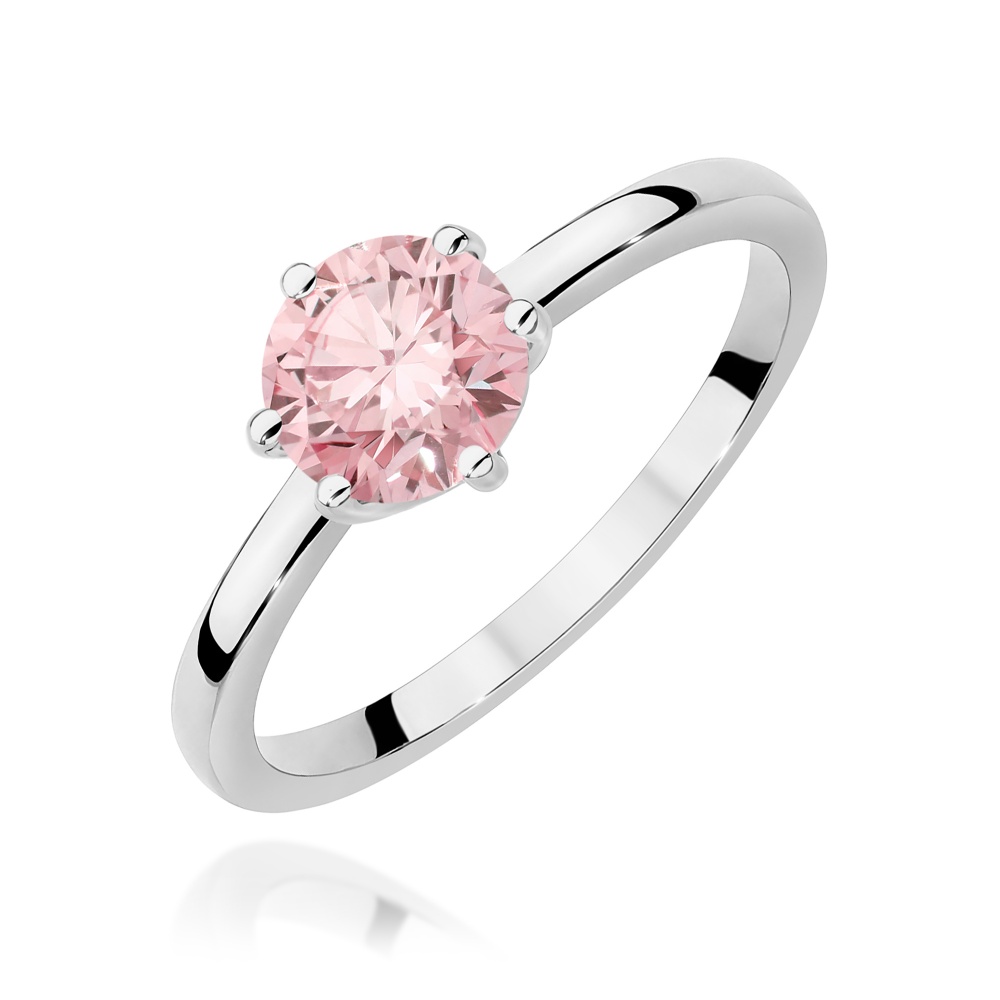 Pierścionek W0535 Diament Laboratoryjny różowy 1,00ct białe złoto