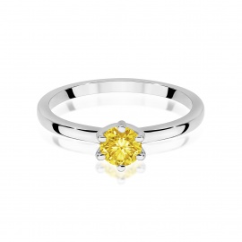 Pierścionek W0535 Diament Laboratoryjny żółty 0,50ct białe złoto