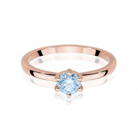 Pierścionek W0535 Diament Laboratoryjny niebieski 0,50ct różowe złoto