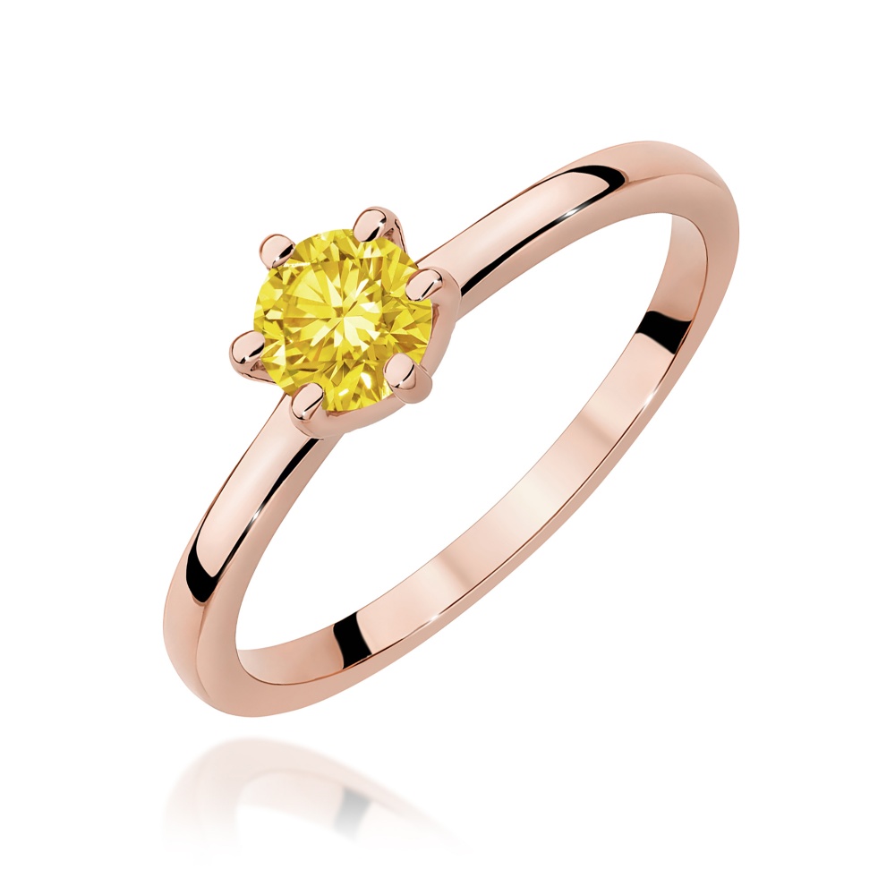 Pierścionek W0535 Diament Laboratoryjny żółty 0,50ct różowe złoto