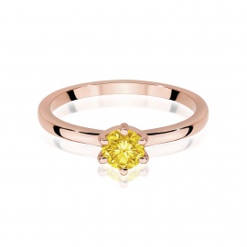Pierścionek W0535 Diament Laboratoryjny żółty 0,50ct różowe złoto