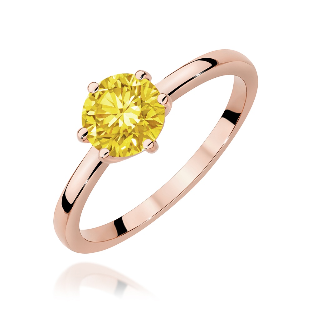 Pierścionek W0535 Diament Laboratoryjny żółty 1,00ct różowe złoto