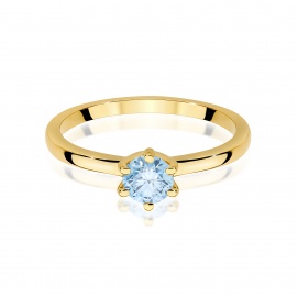 Pierścionek W0535 Diament Laboratoryjny niebieski 0,50ct żółte złoto