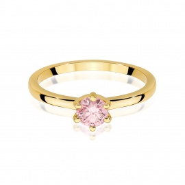 Pierścionek W0535 Diament Laboratoryjny różowy 0,50ct żółte złoto