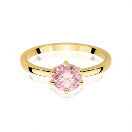 Pierścionek W0535 Diament Laboratoryjny różowy 1,00ct żółte złoto