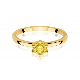 Pierścionek W0535 Diament Laboratoryjny żółty 0,50ct żółte złoto