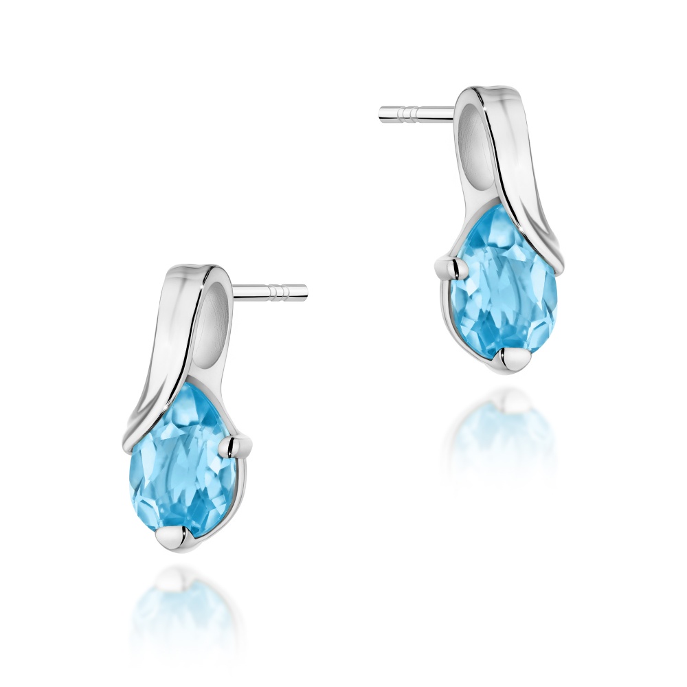 Kolczyki K0578 Topaz 2 x 0.90ct białe złoto