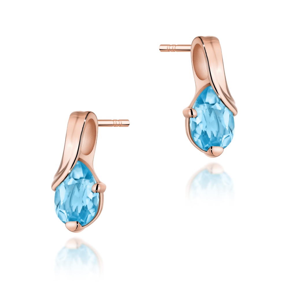 Kolczyki K0578 Topaz 2 x 0.90ct różowe złoto