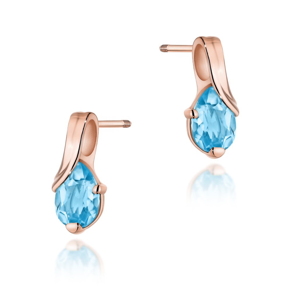 Kolczyki K0578 Topaz 2 x 0.90ct różowe złoto sztyft zakręcany