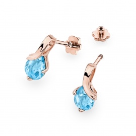 Kolczyki K0578 Topaz 2 x 0.90ct różowe złoto sztyft zakręcany