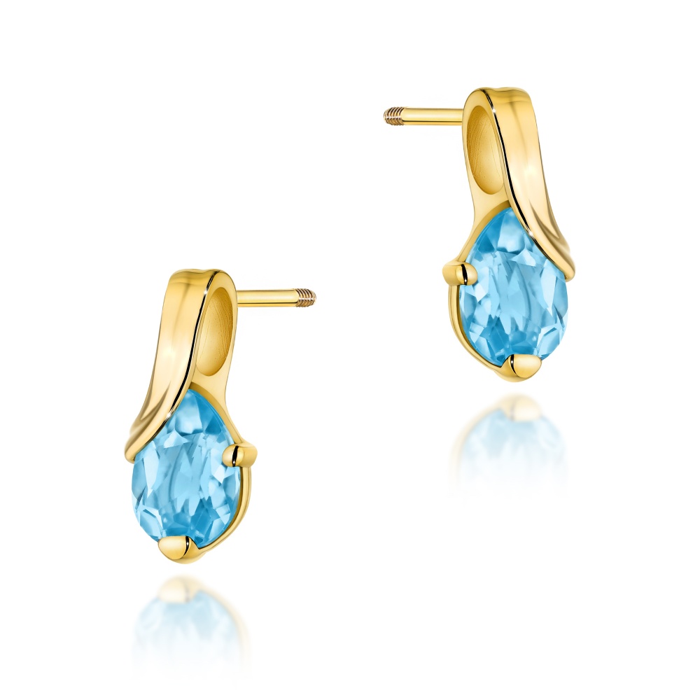 Kolczyki K0578 Topaz 2 x 0.90ct żółte złoto sztyft zakręcany