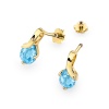 Kolczyki K0578 Topaz 2 x 0.90ct żółte złoto sztyft zakręcany