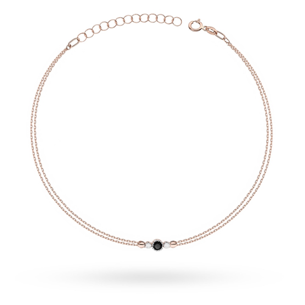 Bransoletka B0003 Czarny Diament 0,12ct różowe złoto
