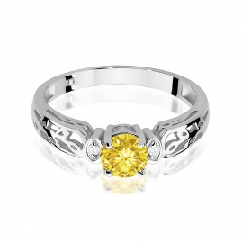 Pierścionek W0014 Diament Laboratoryjny żółty 0,50ct białe złoto