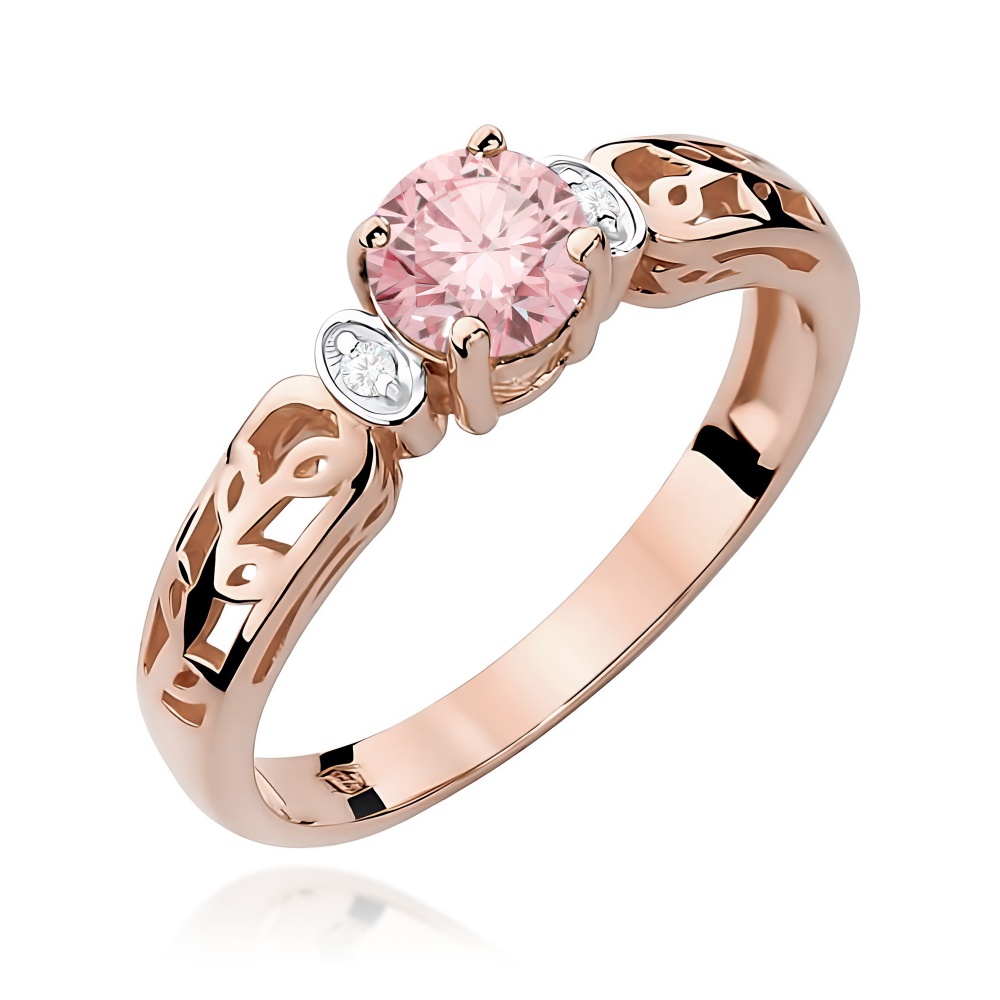 Pierścionek W0014 Diament Laboratoryjny różowy 0,50ct różowe złoto
