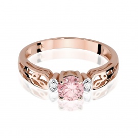 Pierścionek W0014 Diament Laboratoryjny różowy 0,50ct różowe złoto