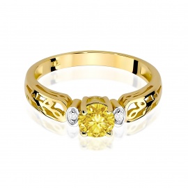 Pierścionek W0014 Diament Laboratoryjny żółty 0,50ct żółte złoto