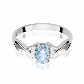 Pierścionek W0019 Diament Laboratoryjny niebieski 0,50ct białe złoto
