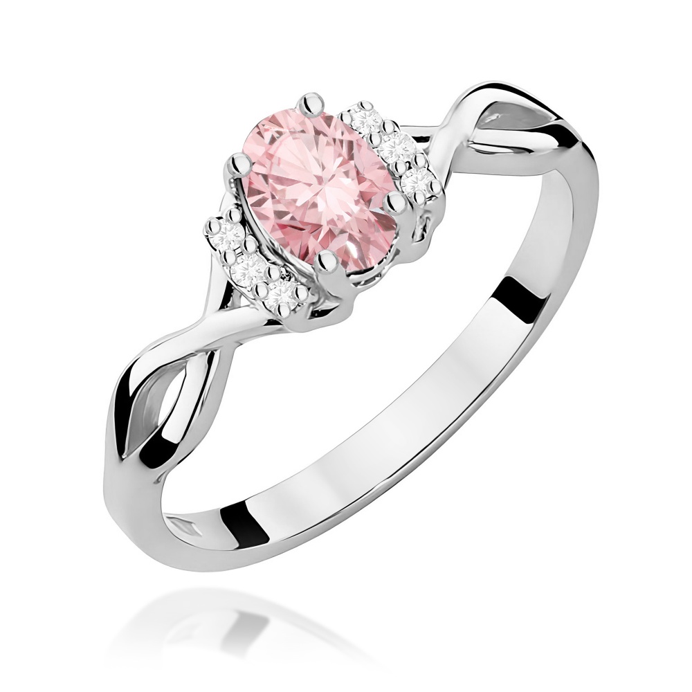 Pierścionek W0019 Diament Laboratoryjny różowy 0,50ct białe złoto
