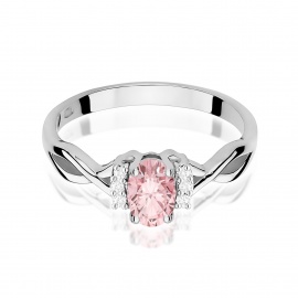 Pierścionek W0019 Diament Laboratoryjny różowy 0,50ct białe złoto