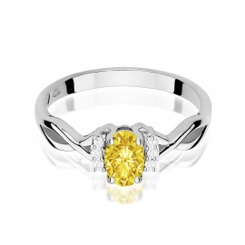 Pierścionek W0019 Diament Laboratoryjny żółty 0,50ct białe złoto