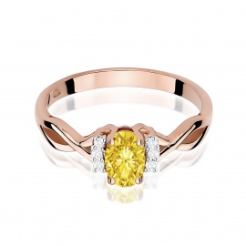 Pierścionek W0019 Diament Laboratoryjny żółty 0,50ct różowe złoto