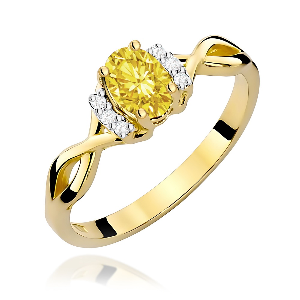 Pierścionek W0019 Diament Laboratoryjny żółty 0,50ct żółte złoto