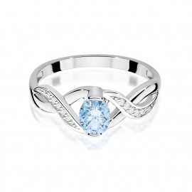 Pierścionek W0028 Diament Laboratoryjny niebieski 0,50ct białe złoto