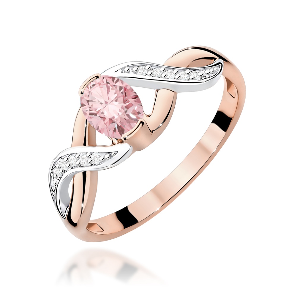 Pierścionek W0028 Diament Laboratoryjny różowy 0,50ct różowe złoto