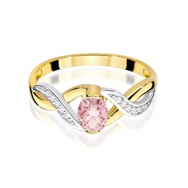 Pierścionek W0028 Diament Laboratoryjny różowy 0,50ct żółte złoto