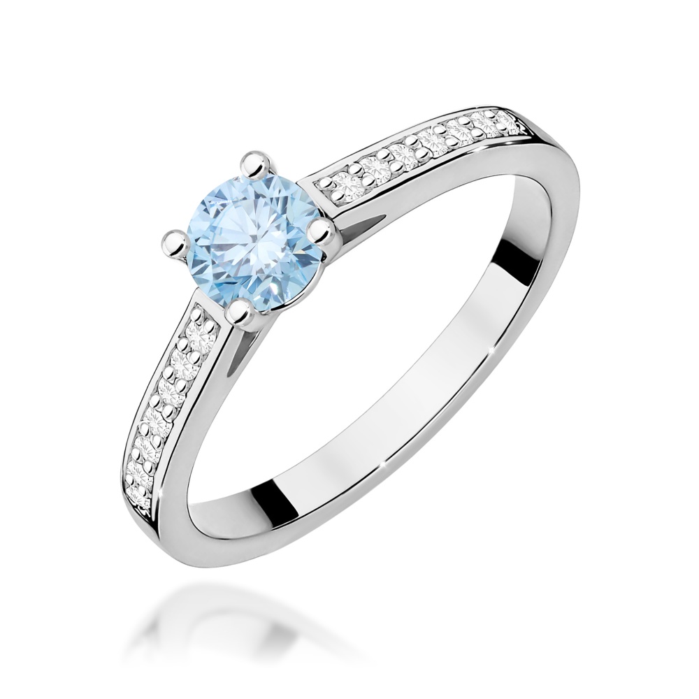 Pierścionek W0052 Diament Laboratoryjny niebieski 0,50ct białe złoto