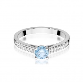 Pierścionek W0052 Diament Laboratoryjny niebieski 0,50ct białe złoto