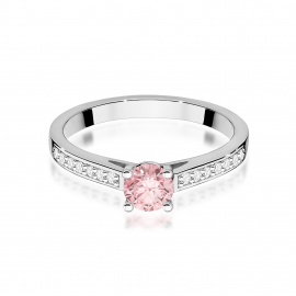 Pierścionek W0052 Diament Laboratoryjny różowy 0,50ct białe złoto