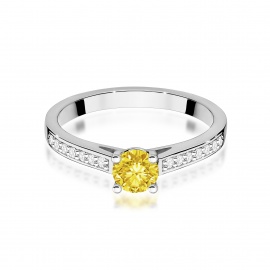 Pierścionek W0052 Diament Laboratoryjny żółty 0,50ct białe złoto