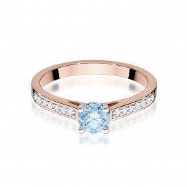 Pierścionek W0052 Diament Laboratoryjny niebieski 0,50ct różowe złoto
