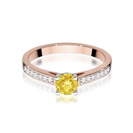 Pierścionek W0052 Diament Laboratoryjny żółty 0,50ct różowe złoto