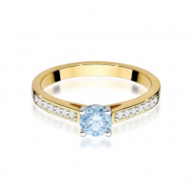 Pierścionek W0052 Diament Laboratoryjny niebieski 0,50ct żółte złoto
