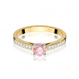 Pierścionek W0052 Diament Laboratoryjny różowy 0,50ct żółte złoto