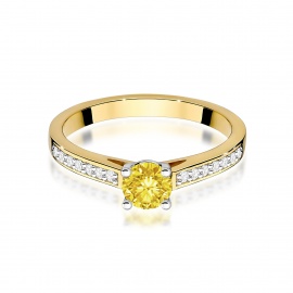 Pierścionek W0052 Diament Laboratoryjny żółty 0,50ct żółte złoto