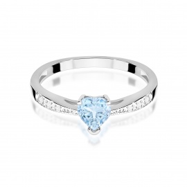 Pierścionek W0065 Diament Laboratoryjny niebieski 0,50ct białe złoto