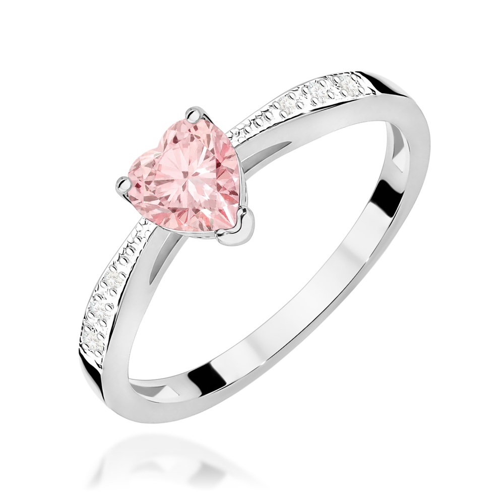Pierścionek W0065 Diament Laboratoryjny różowy 0,50ct białe złoto