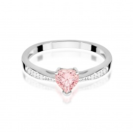 Pierścionek W0065 Diament Laboratoryjny różowy 0,50ct białe złoto