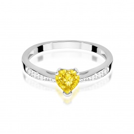 Pierścionek W0065 Diament Laboratoryjny żółty 0,50ct białe złoto