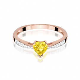 Pierścionek W0065 Diament Laboratoryjny żółty 0,50ct różowe złoto