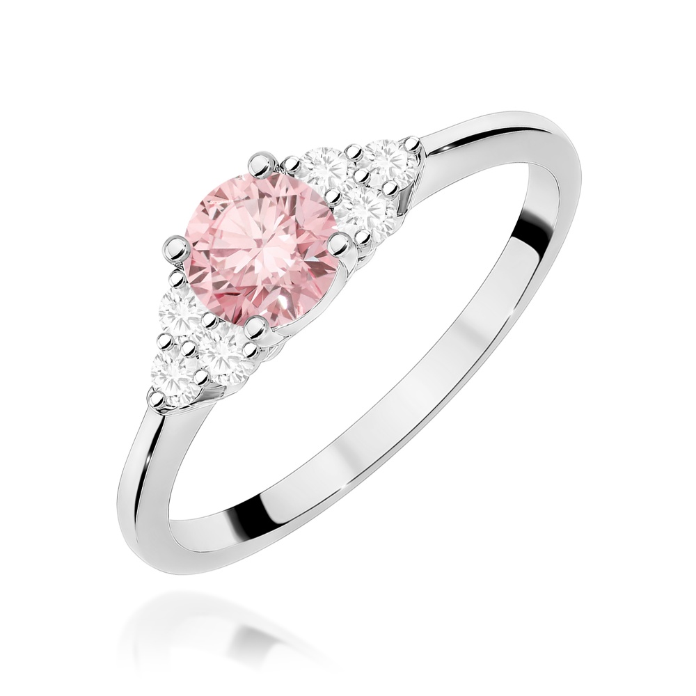 Pierścionek W0451 Diament Laboratoryjny różowy 0,50ct białe złoto