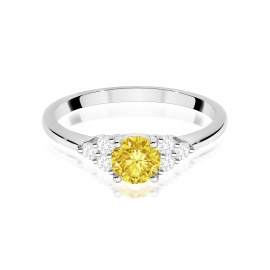 Pierścionek W0451 Diament Laboratoryjny żółty 0,50ct białe złoto