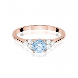 Pierścionek W0451 Diament Laboratoryjny niebieski 0,50ct różowe złoto