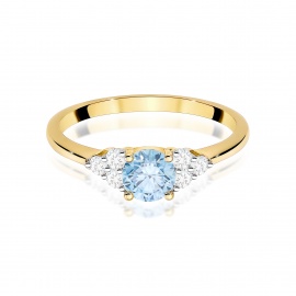 Pierścionek W0451 Diament Laboratoryjny niebieski 0,50ct żółte złoto