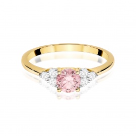 Pierścionek W0451 Diament Laboratoryjny różowy 0,50ct żółte złoto